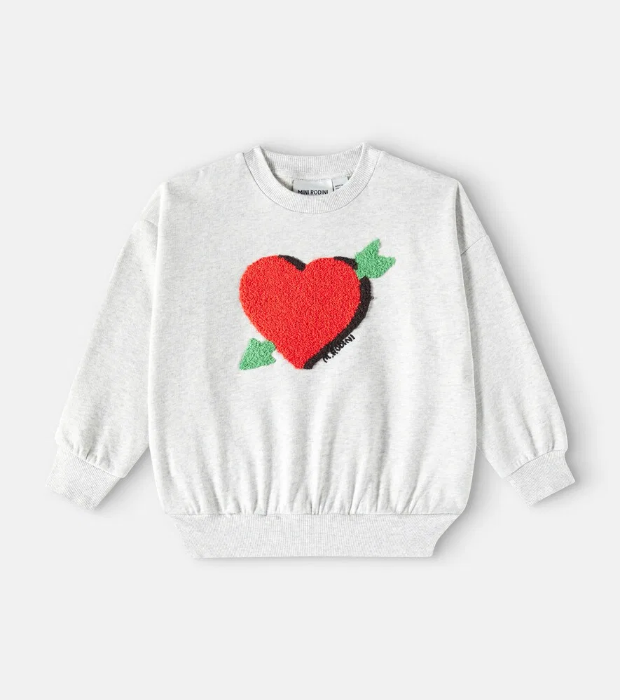 Хлопковая плюшевая толстовка Arrowed Heart Mini Rodini, серый