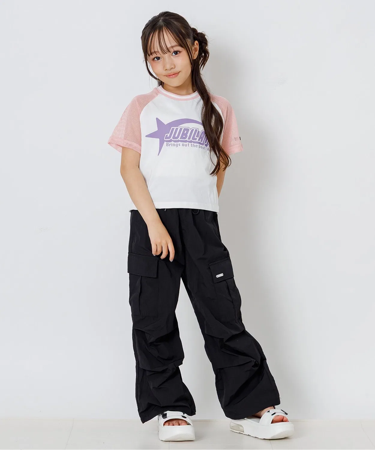 Детская футболка с длинным рукавомMesh Docking T-Shirt algy, Pink — фото 4
