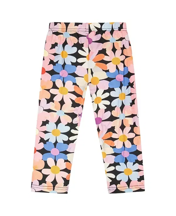 Детские брюки для девочек с принтом Flowers Leggings Deux Par Deux, Black Floral Print — фото 2