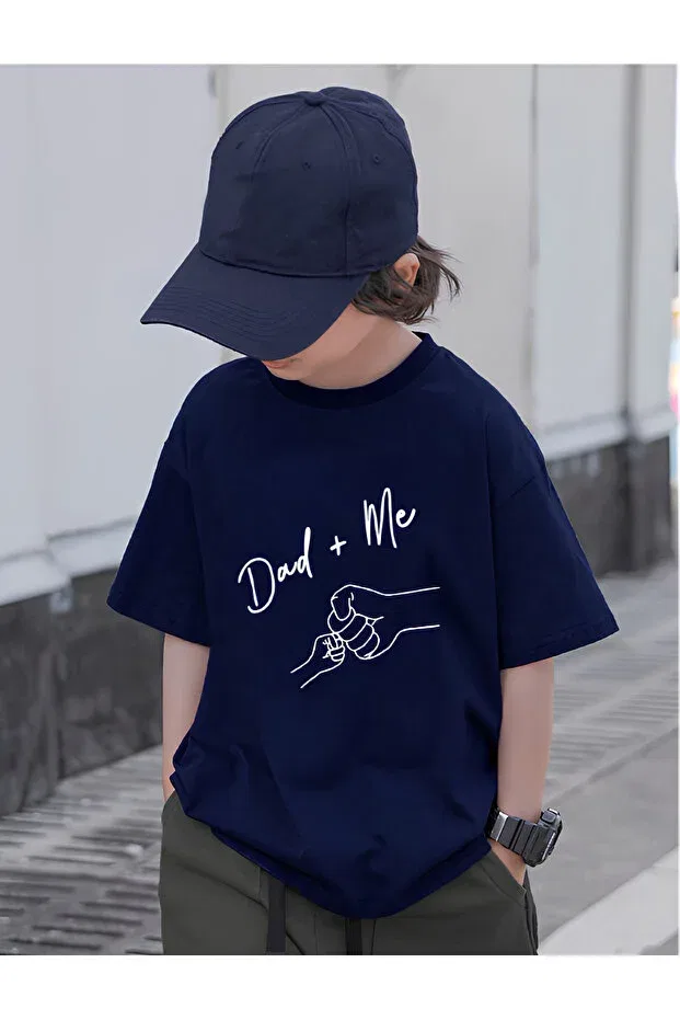 Детская футболка для девочек с принтом Dad+Me Beeton, Navy Blue