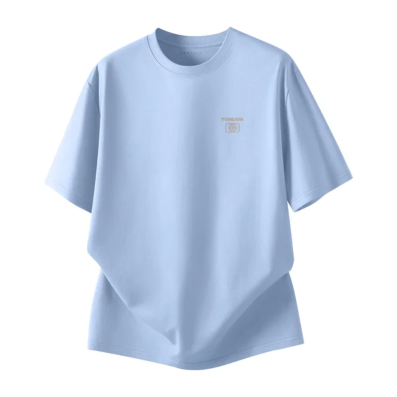 Детская футболка с круглым вырезом прямого кроя Tonlion, Цвет: Ice Silk Light Blue
