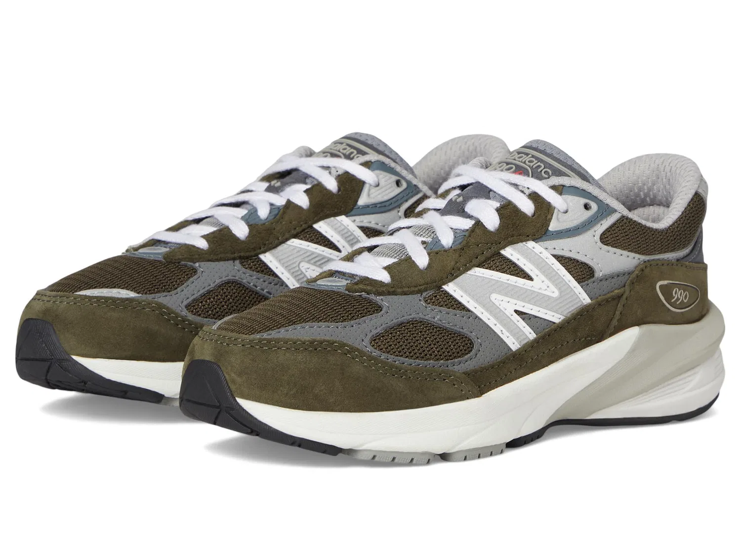 Детские кроссовки для мальчиков с амортизацией Fuelcell 990 V6 Lace-up New Balance, Olive Grey