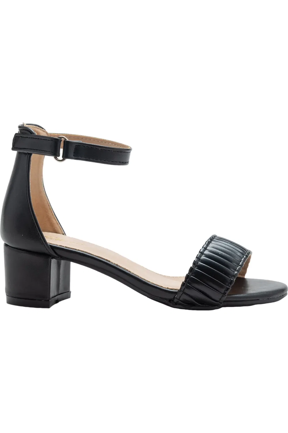 Детские сандалии на каблуке с переплетом Pleated Lined Band Block Heels Tulleen, черный — фото 2