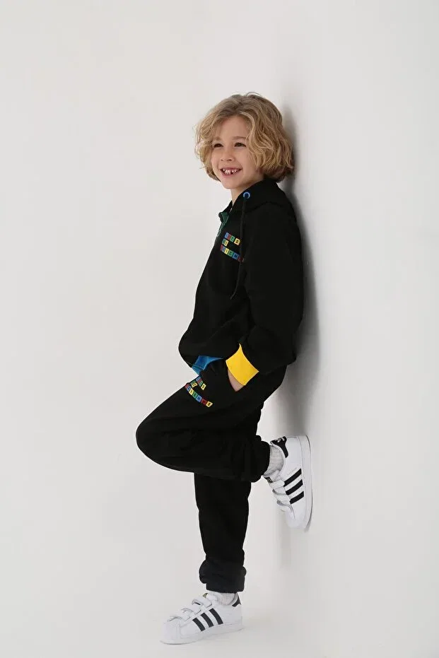Детский спортивный костюм для девочек с принтом Sportswear Lets Be Friends, Black — фото 4