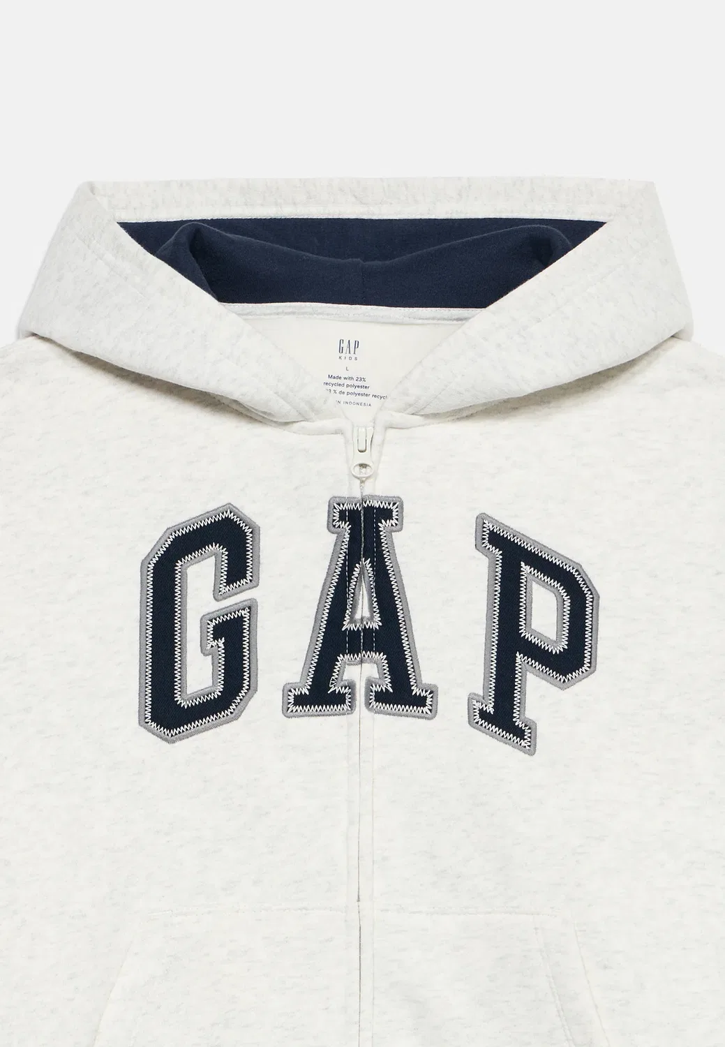 Толстовка унисекс с капюшоном и логотипом, на молнии Gap, Pale Grey Heather — фото 3