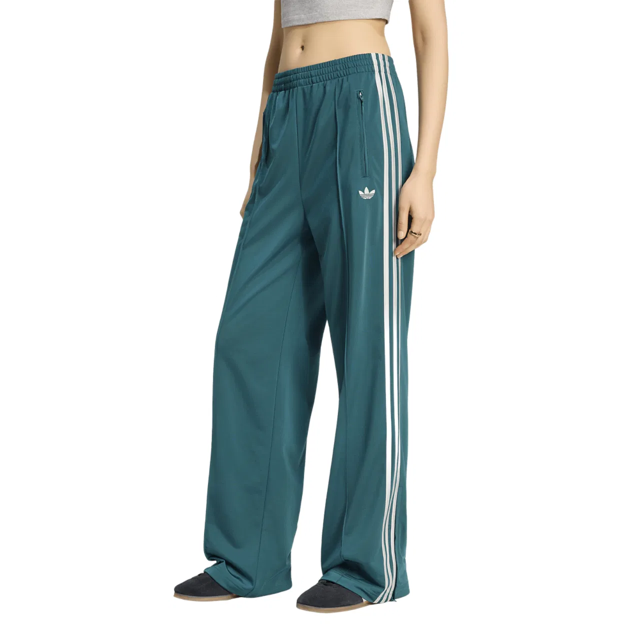 Женские спортивные брюки с принтом Firebird Track Pants adidas, Grey/Rich Green