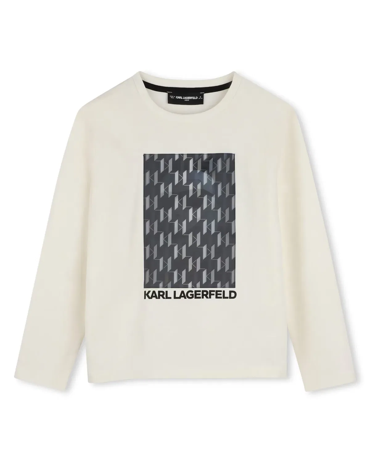 Детская футболка с длинным рукавом с принтом Karl Lagerfeld Kids, Cream