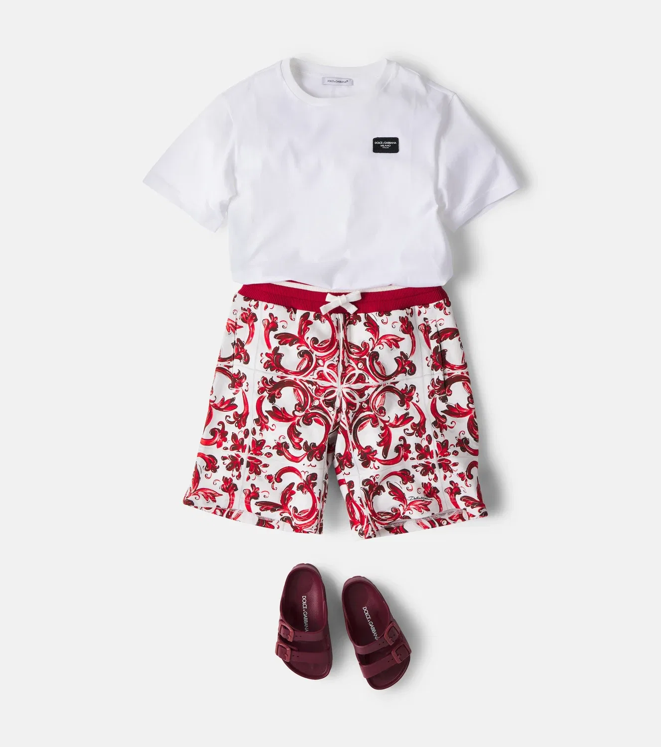 Шорты хлопковые с принтом Dolce&Gabbana Kids, красный — фото 2