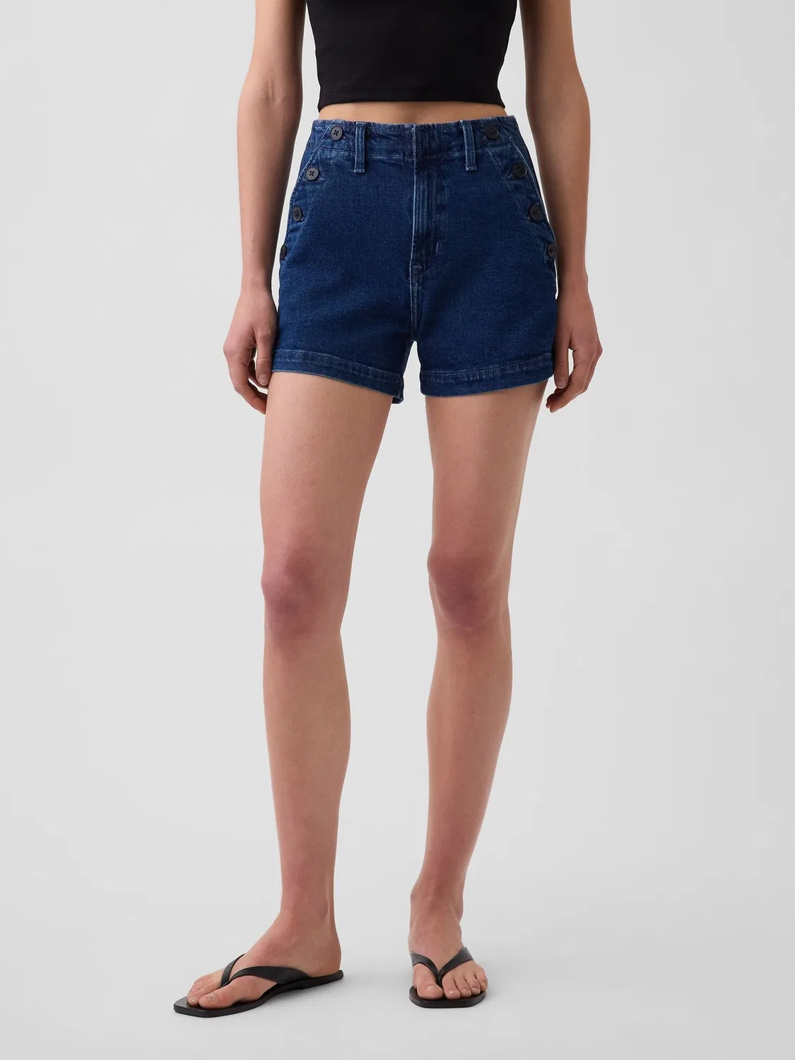 Шорты джинсовые с высокой посадкой Gap Dark Wash