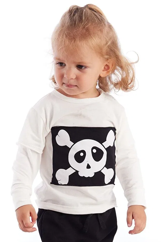 Детская футболка с длинным рукавом Baby Skull Patch Colorinas, Ecru