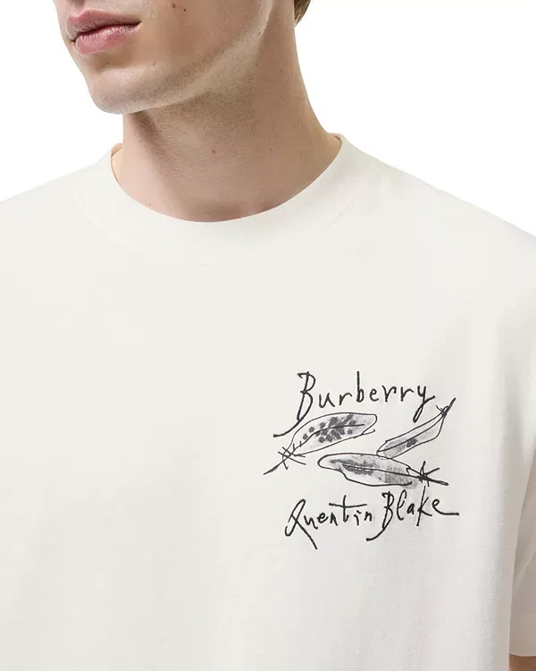 Мужская футболка с принтом Feather Print Burberry, Chalk White — фото 3