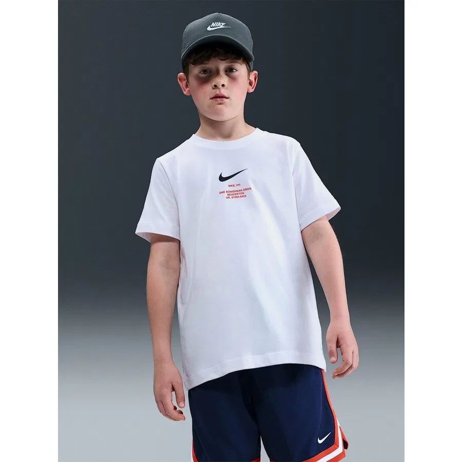 Футболка с коротким рукавом хлопковая B Nsw Athl Tee Nike, Белый — фото 2