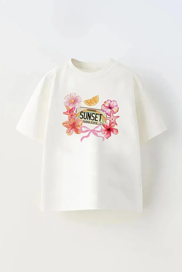Детская футболка для девочек с принтом Sunset C.C.L. Coccolin Kids Baby Clup, White