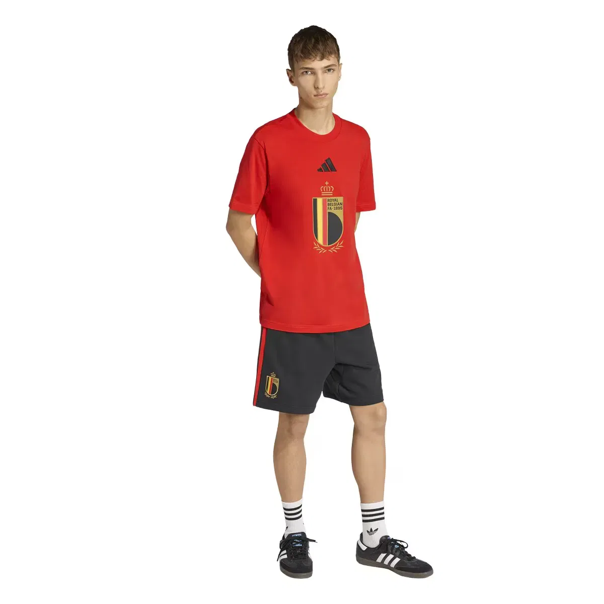 Мужская футболка хлопковая Belgium World 2026 DNA adidas, Красный — фото 3