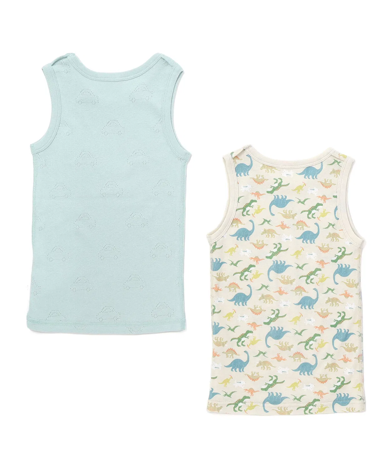 Детская майка-борцовка с принтом, комплект из 2 штук, модель Car Print Dinosaur SLAP SLIP, Blue — фото 4