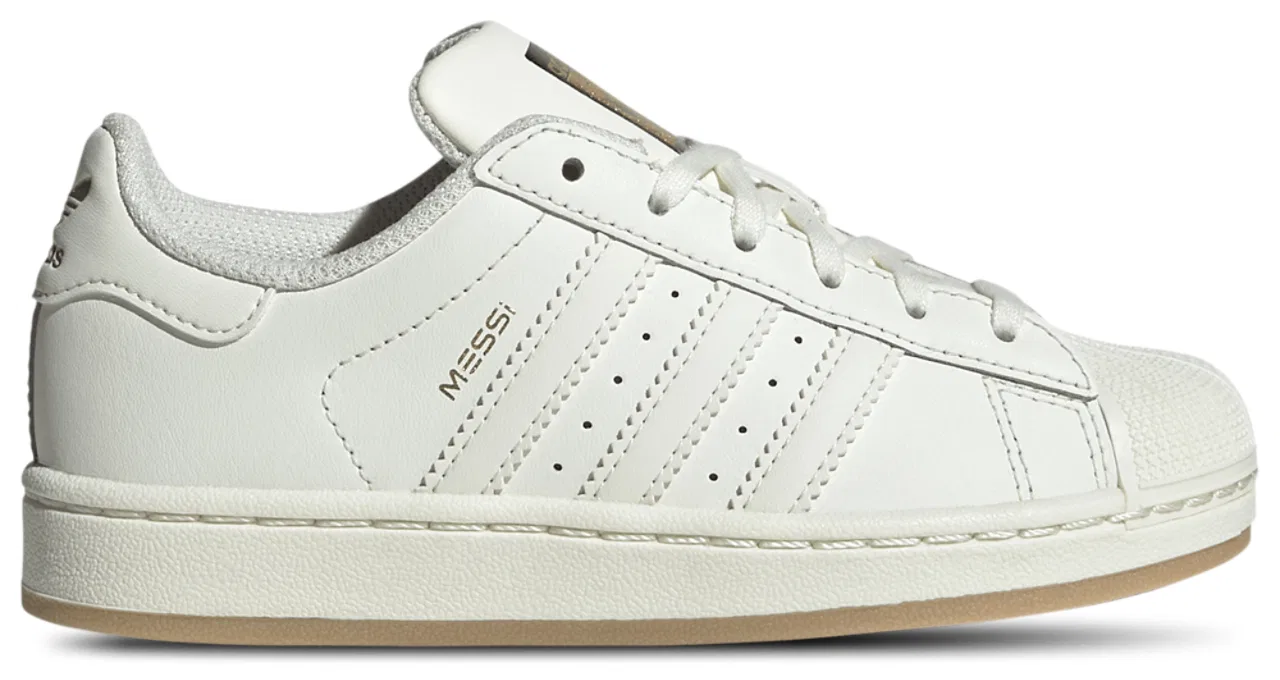 Кроссовки для мальчиков Superstar Messi Adidas, цвет Ivory/Ivory/Gold Metallic