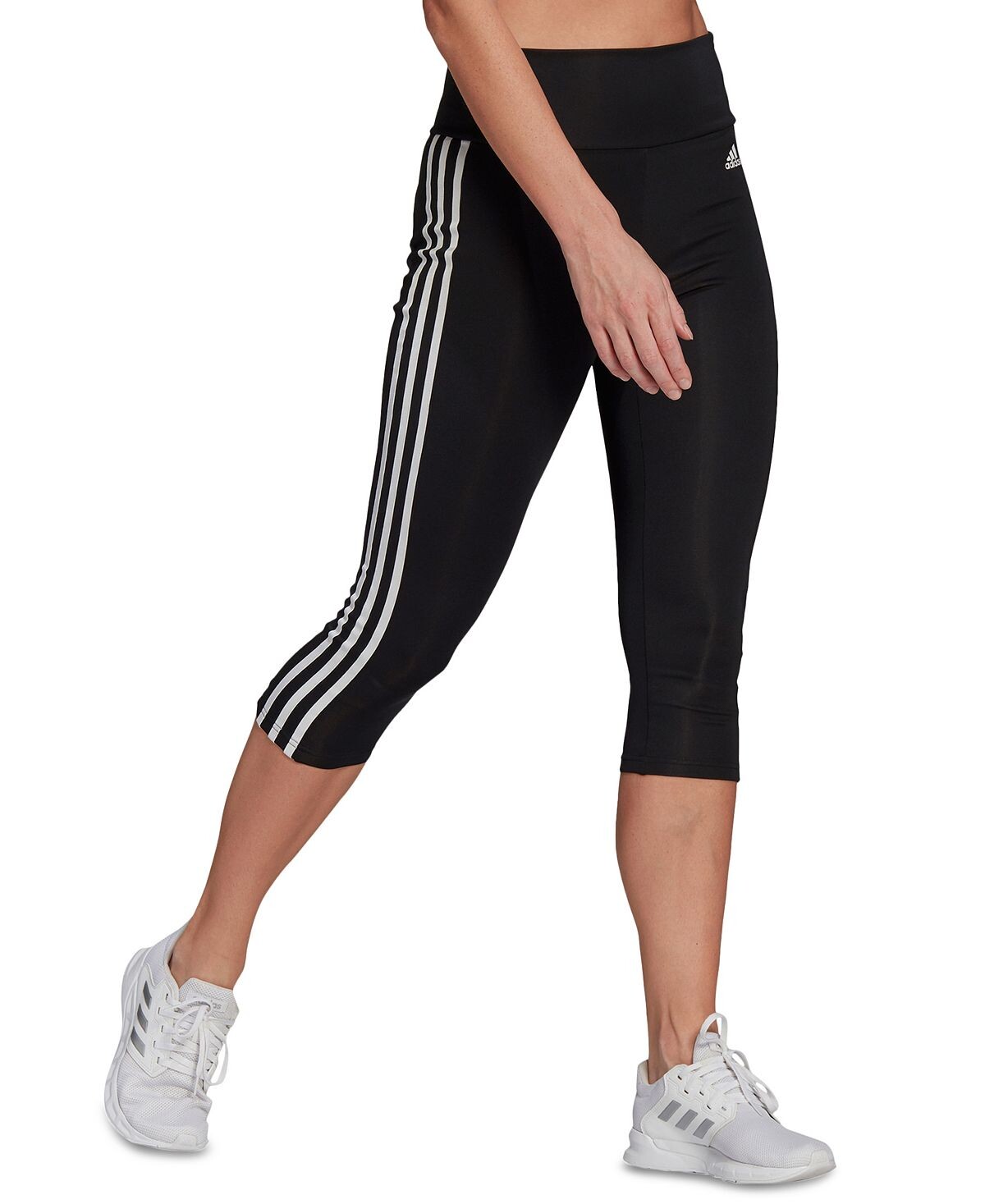 

Женские укороченные леггинсы с высокой талией aeroready adidas, черно-белый