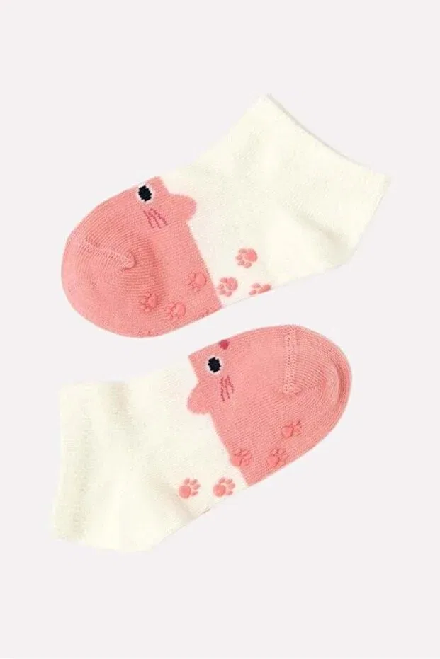 Детские носки для девочек с животным принтом Bony Socks, Pink/White