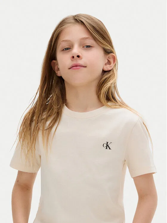 Комплект футболок regular fit Monologo Calvin Klein Jeans, бежевый — фото 4