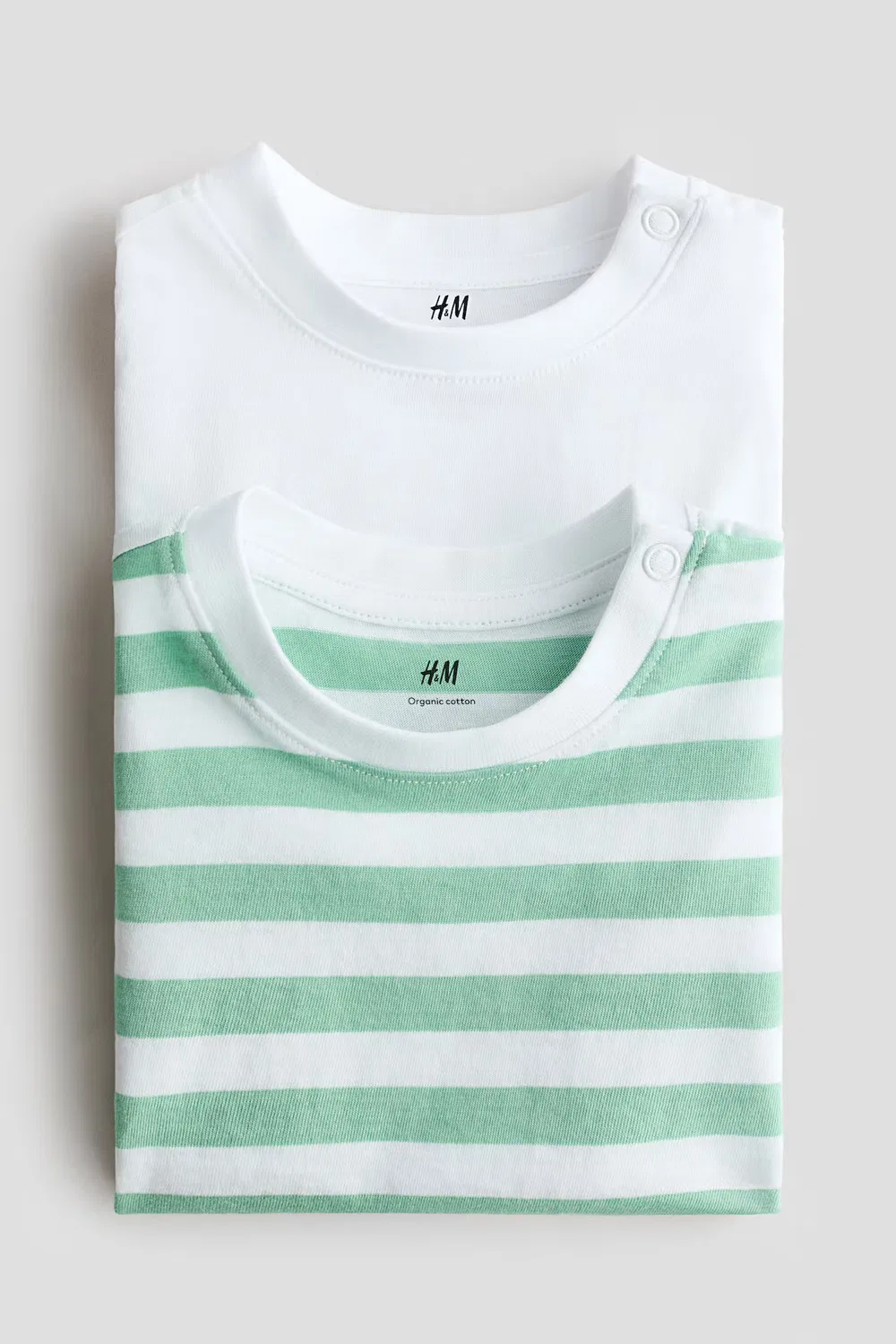 Комплект из 2 хлопковых футболок H&M, Hellgrün/Weiß — фото 2