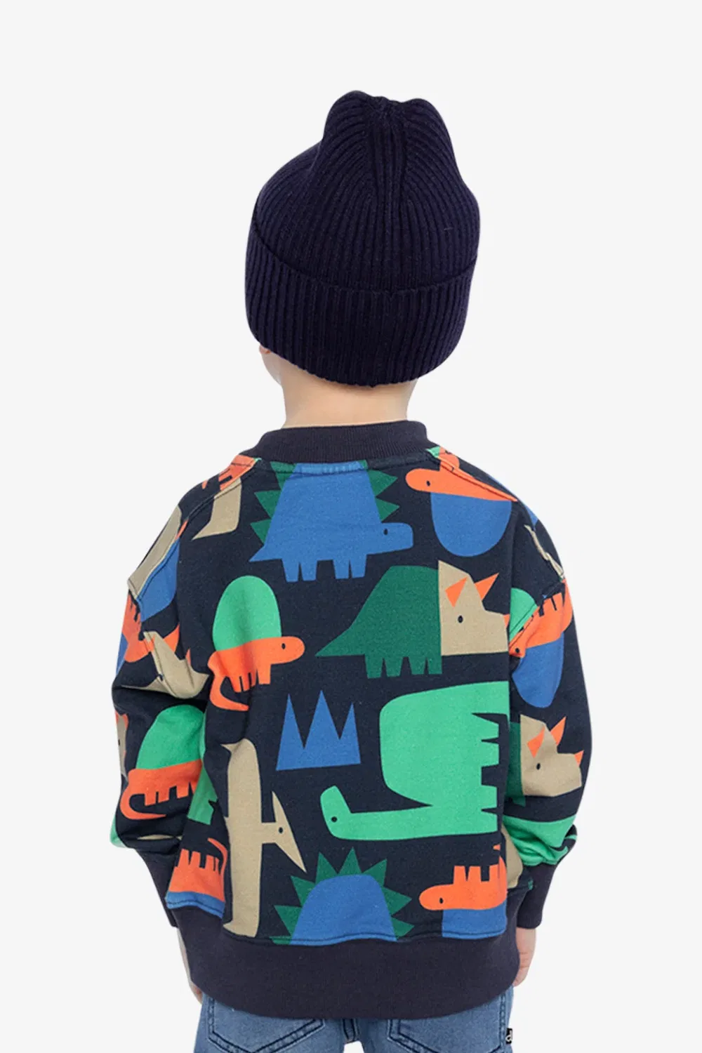 Детский свитшот с принтом динозавров Deux par Deux, Blue Dinosaur Print — фото 4