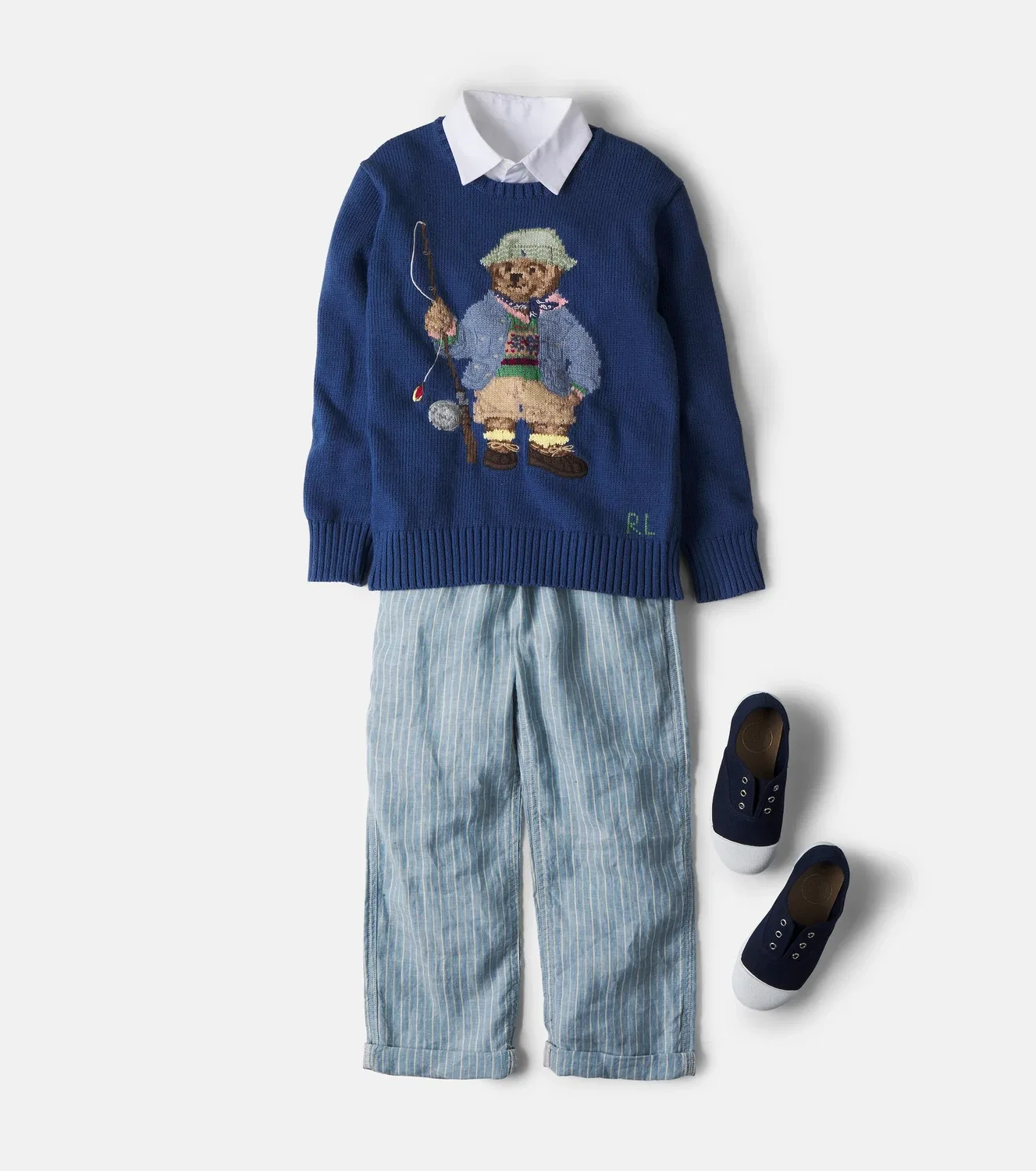 Свитер хлопковый с принтом Polo Ralph Lauren Kids, синий — фото 2
