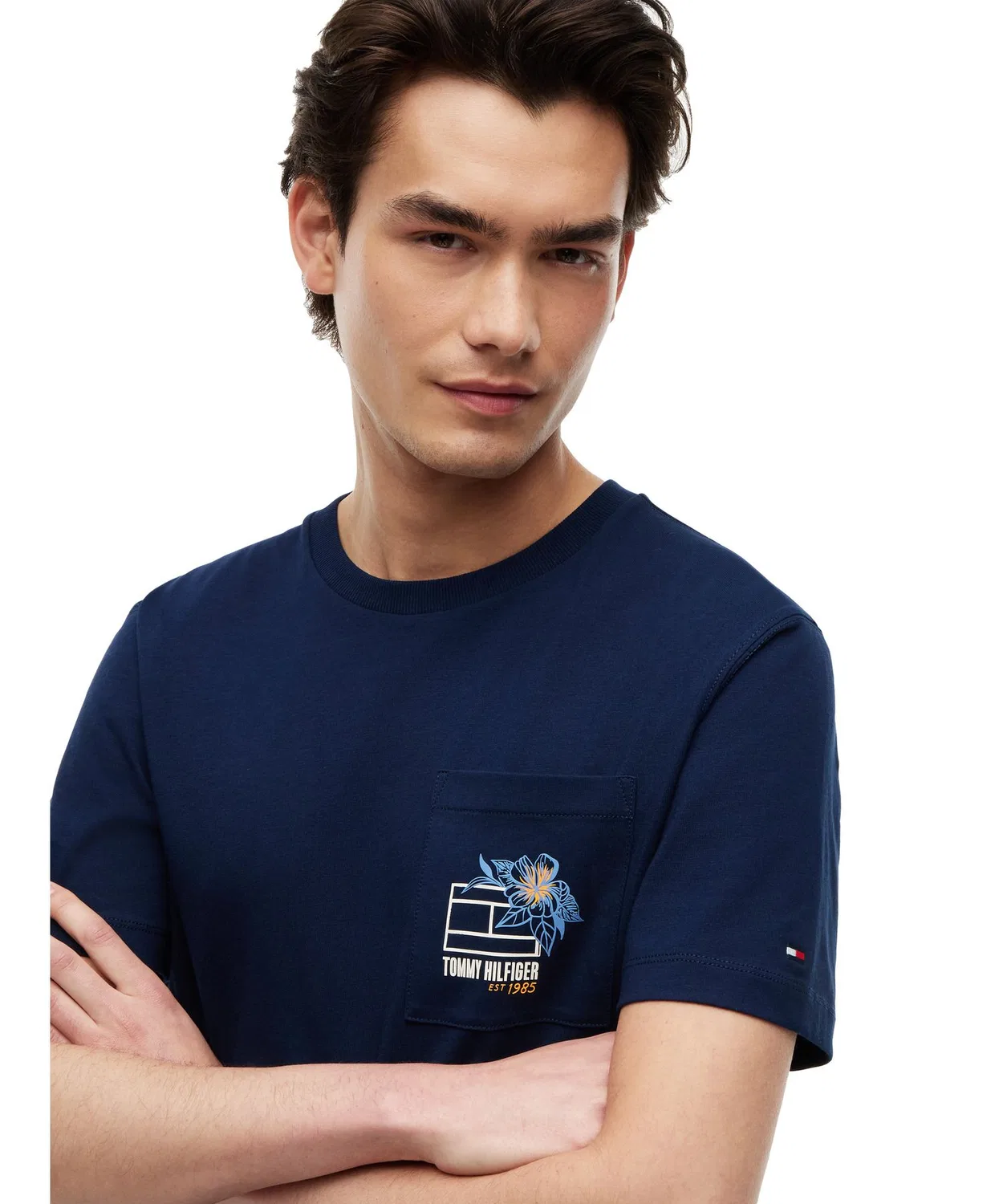 Футболка с цветочным принтом TOMMY HILFIGER, Navy — фото 3
