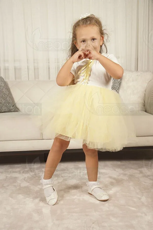 Детское платье для девочек с воротником Neocotton, Short-Yellow — фото 4