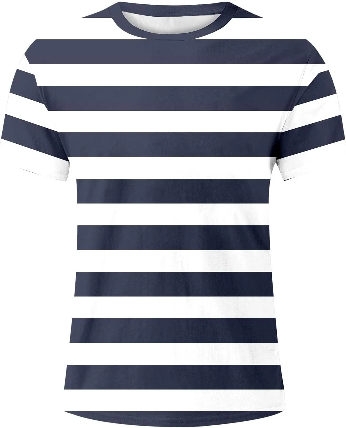 Мужская футболка с полосками, свободный крой, Crew Neck, Navy — фото 3