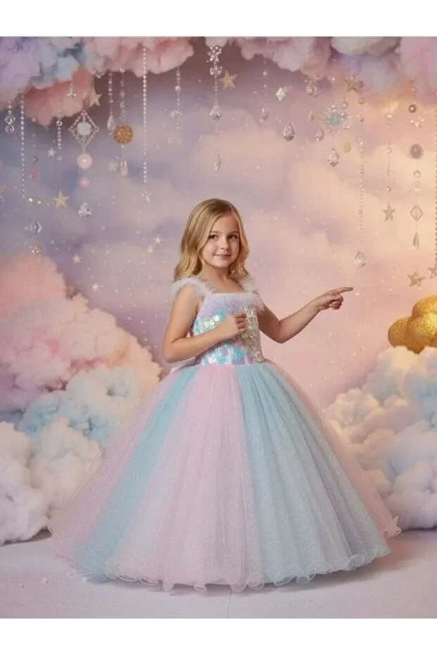 Детское платье для девочек с пайетками Zekids, Multicolor — фото 2