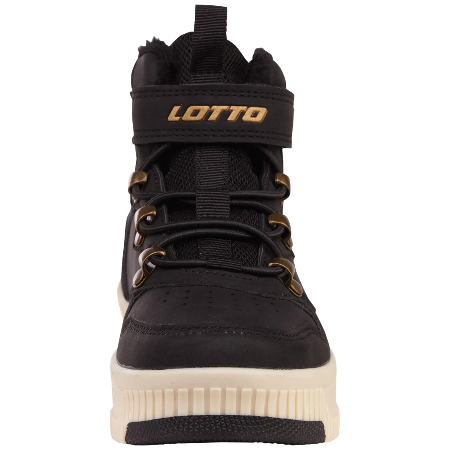 Детские зимние кроссовки с кожаным верхом и меховой подкладкой Lotto, Black-Offwhite — фото 3
