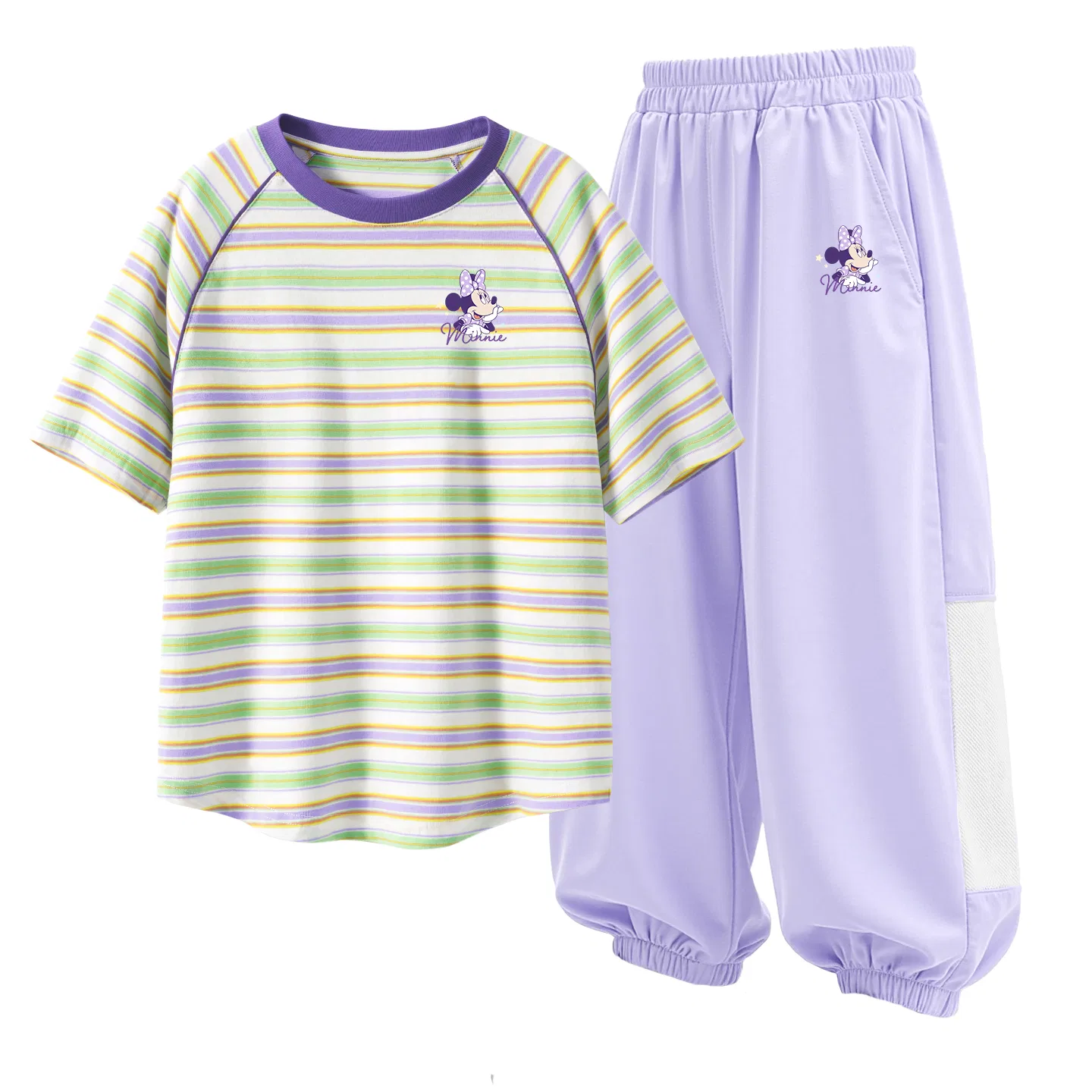 Детский спортивный костюм с круглым вырезом, тонкий, дышащий, Disney, Butterfly Star K Purple Stripes — фото 3