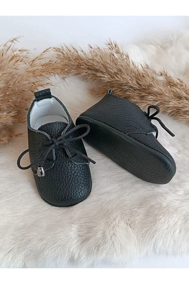Детские мокасины для мальчиков из натуральной кожи Alfa black genuine leather baby loafers Hodore, Black Flotide — фото 4