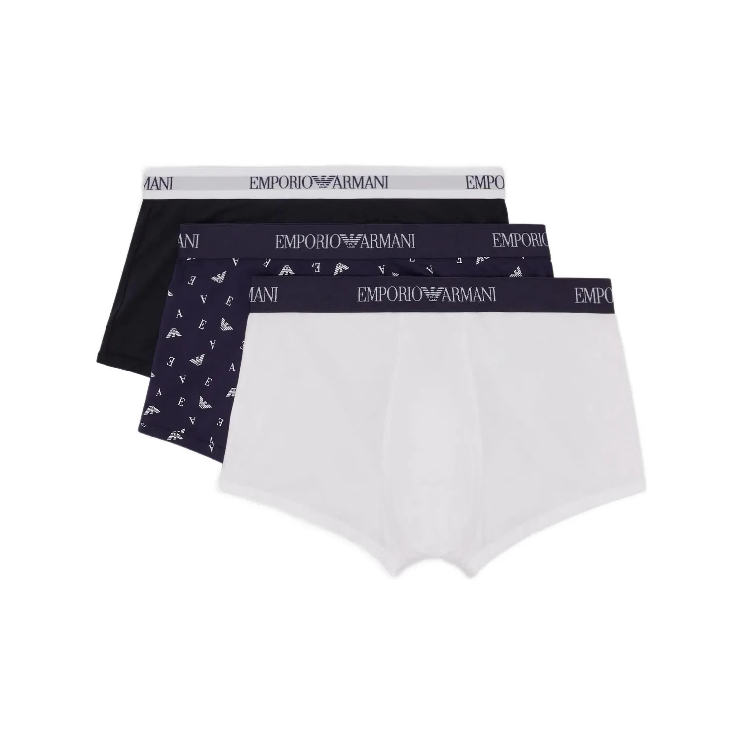 Мужские боксеры-трусы, комплект из 3 штук, EMPORIO ARMANI, White/Blue/Black