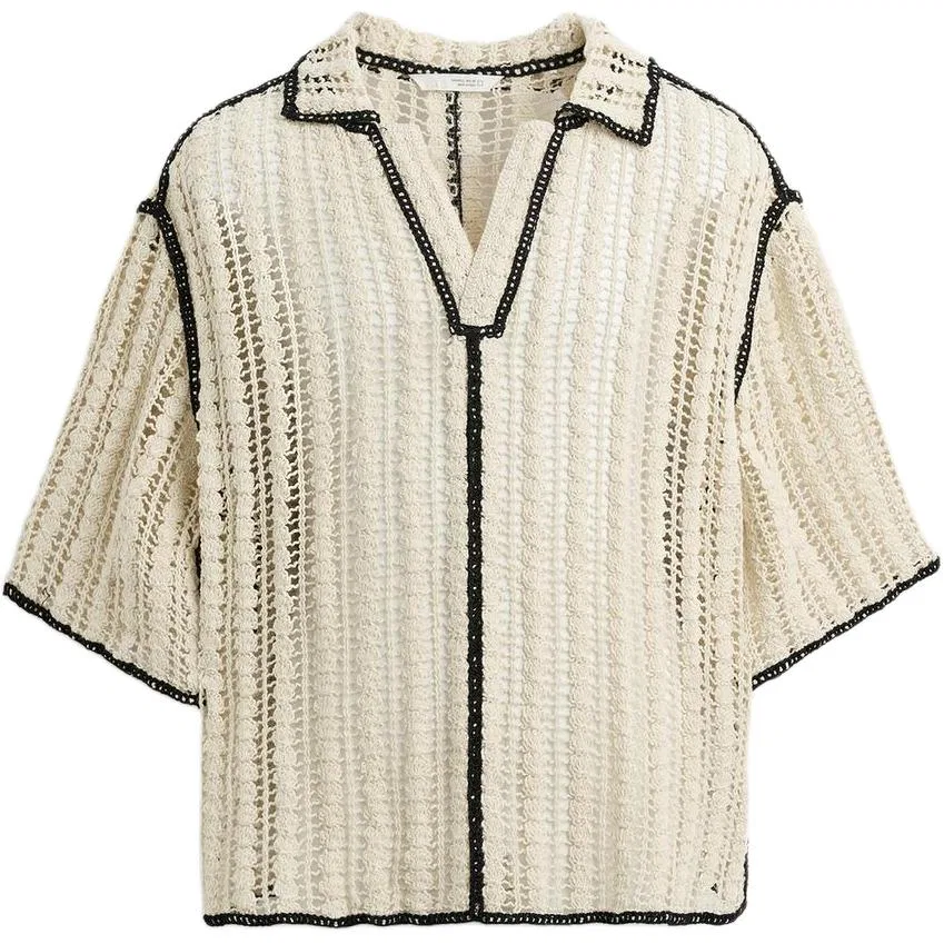 Мужское поло с воротником и планкой White/Black ZARA, White/Black