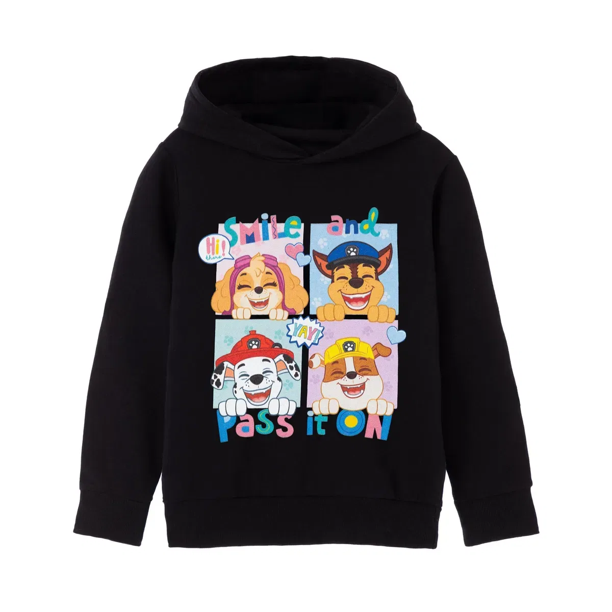 Детское худи с принтом Smile and Pass It On Paw Patrol, Black