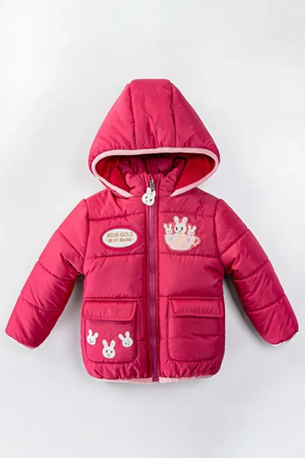 Детское зимнее пальто для девочек с капюшоном Ofislot, Fuchsia