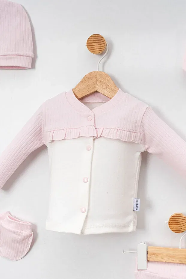 Детский комплект одежды для новорожденных девочек хлопковый Ruffled combed cotton Neu Kids, Pink — фото 2