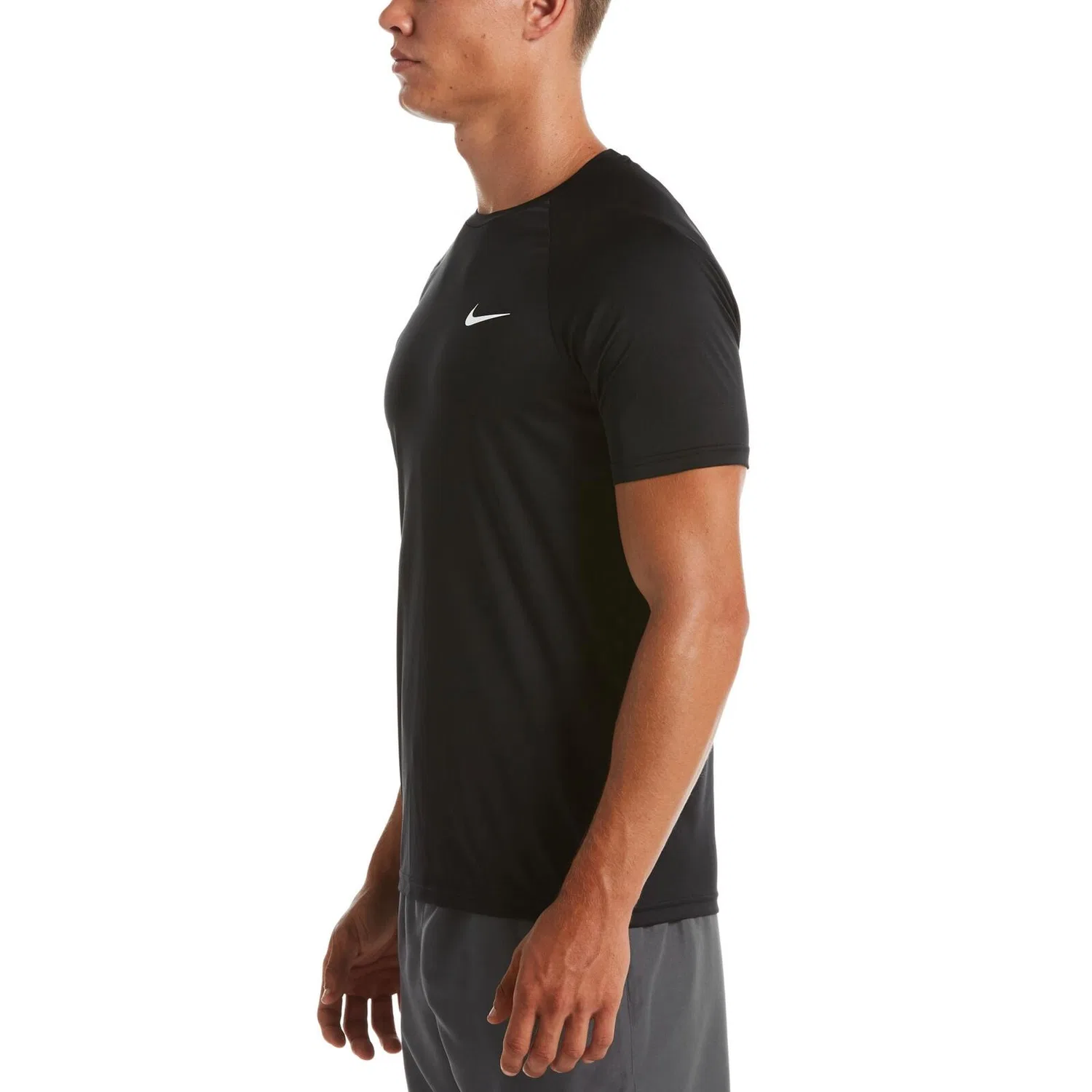 Мужская футболка для плавания с защитой UPF 40 Short Sleeve Hydroguard Nike, Schwarz — фото 4