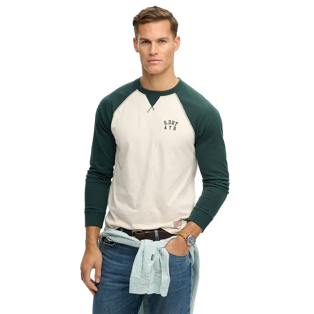 Футболка с длинным рукавом Vintage Athletic Baseball Superdry, зеленый