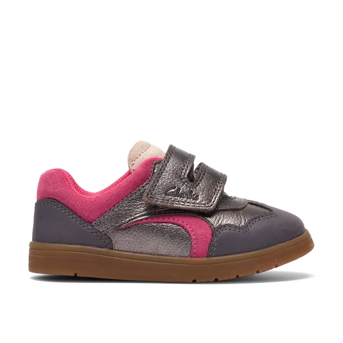 Детские кроссовки Disco Vibe из кожи Pewter, Clarks, Grey
