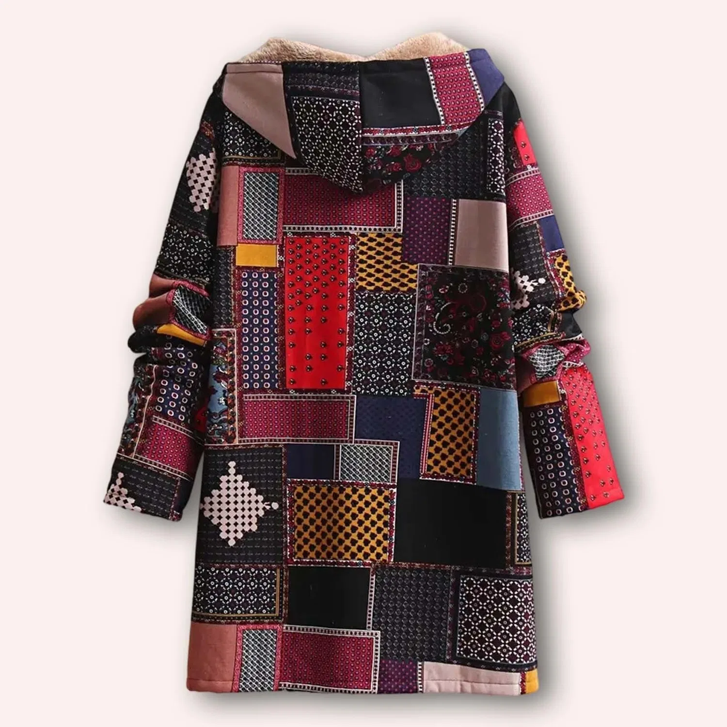 Женское утепленное пальто с принтом, модель Vintage Printed, Nero — фото 3
