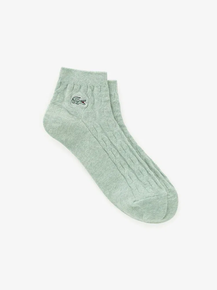 Носки женские LACOSTE Cable Ankle Socks, слоновая кость — фото 2
