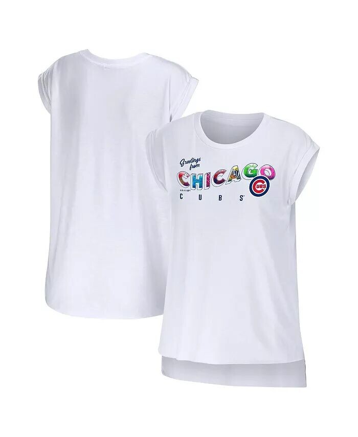 

Женская белая футболка Chicago Cubs с поздравлением из ткани Wear By Erin Andrews
