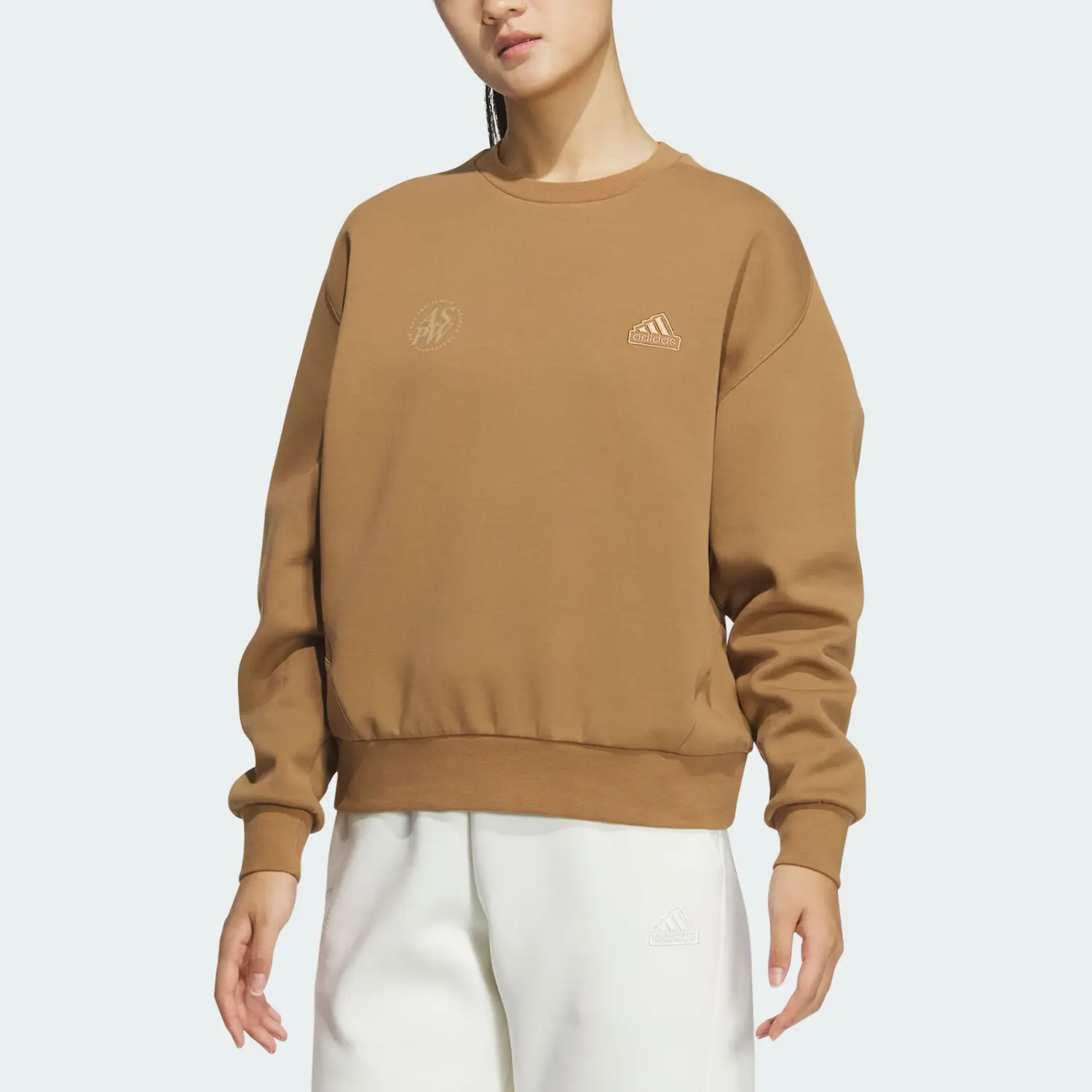 Adidas Толстовка Lounge CREW SWEATSHIRT Женская Desert Brown — фото 4