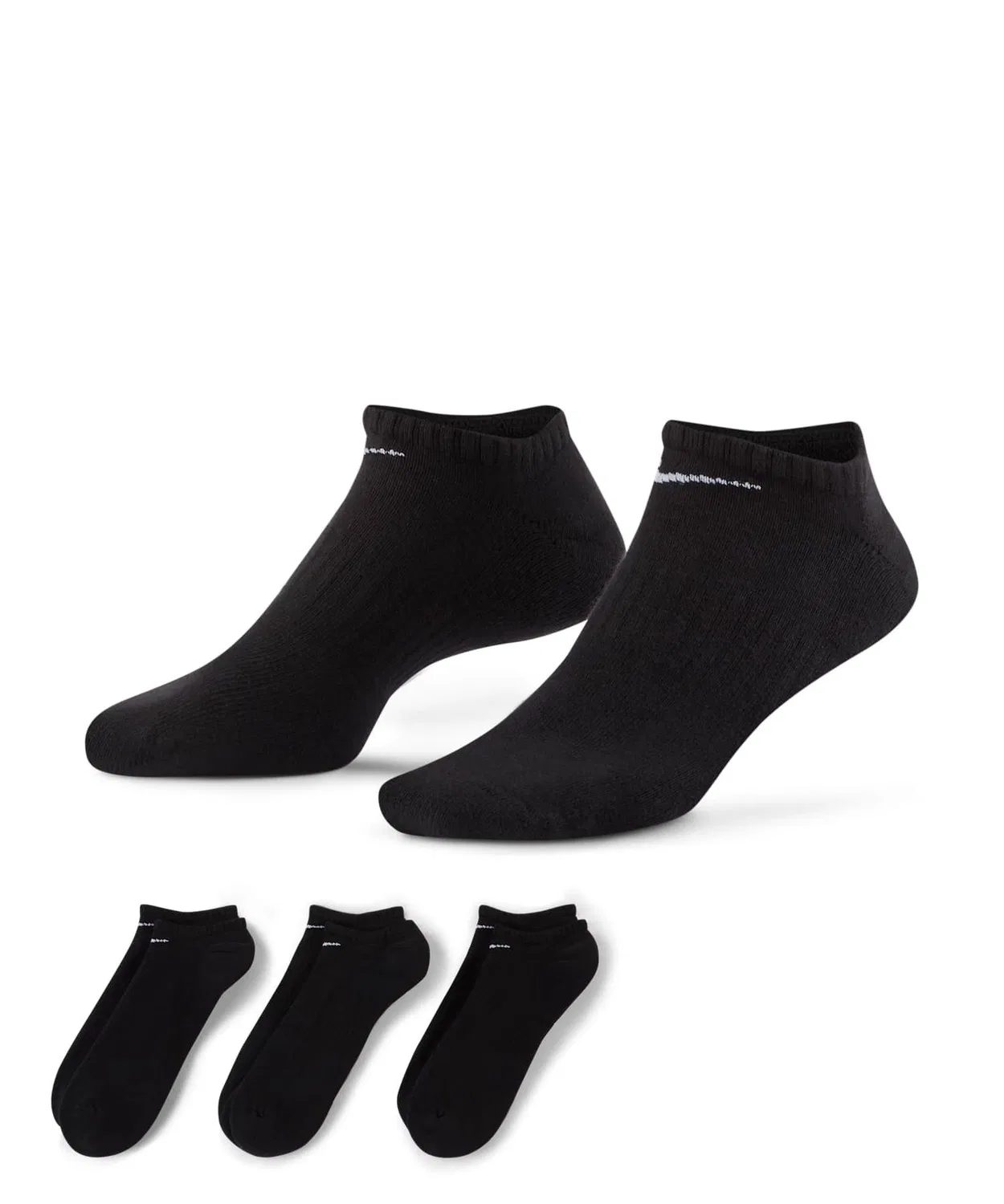 Носки тренировочные Nike Everyday Cushioned No-Show, 3 пары, черные