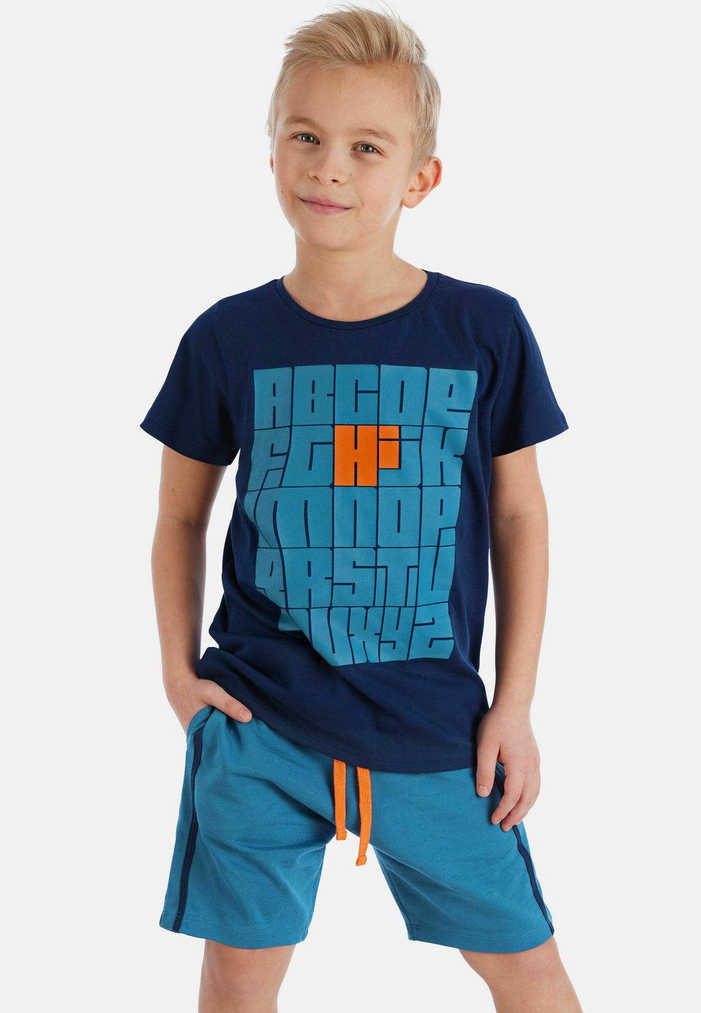 

Футболка с принтом ALPHABET SET Denokids, синий