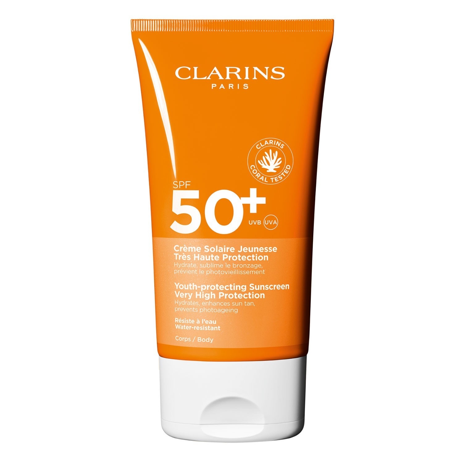 

Солнцезащитный крем sun care crème solaire corps spf 50+ Clarins, объем 150 мл