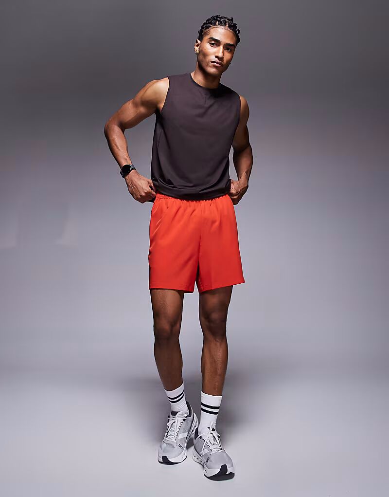 

Быстросохнущие тренировочные шорты с карманами на молнии красного цвета 4505