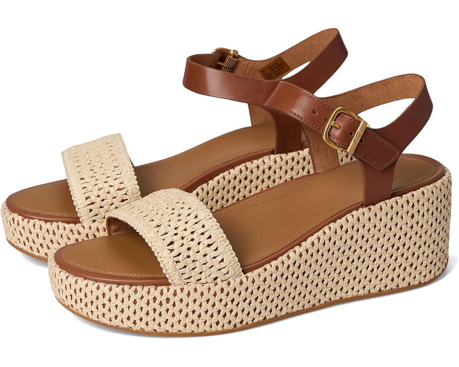 Туфли FitFlop Platfforms Woven Wedge Ankle-Strap Sandals, цвет Deep Tan/Ivory